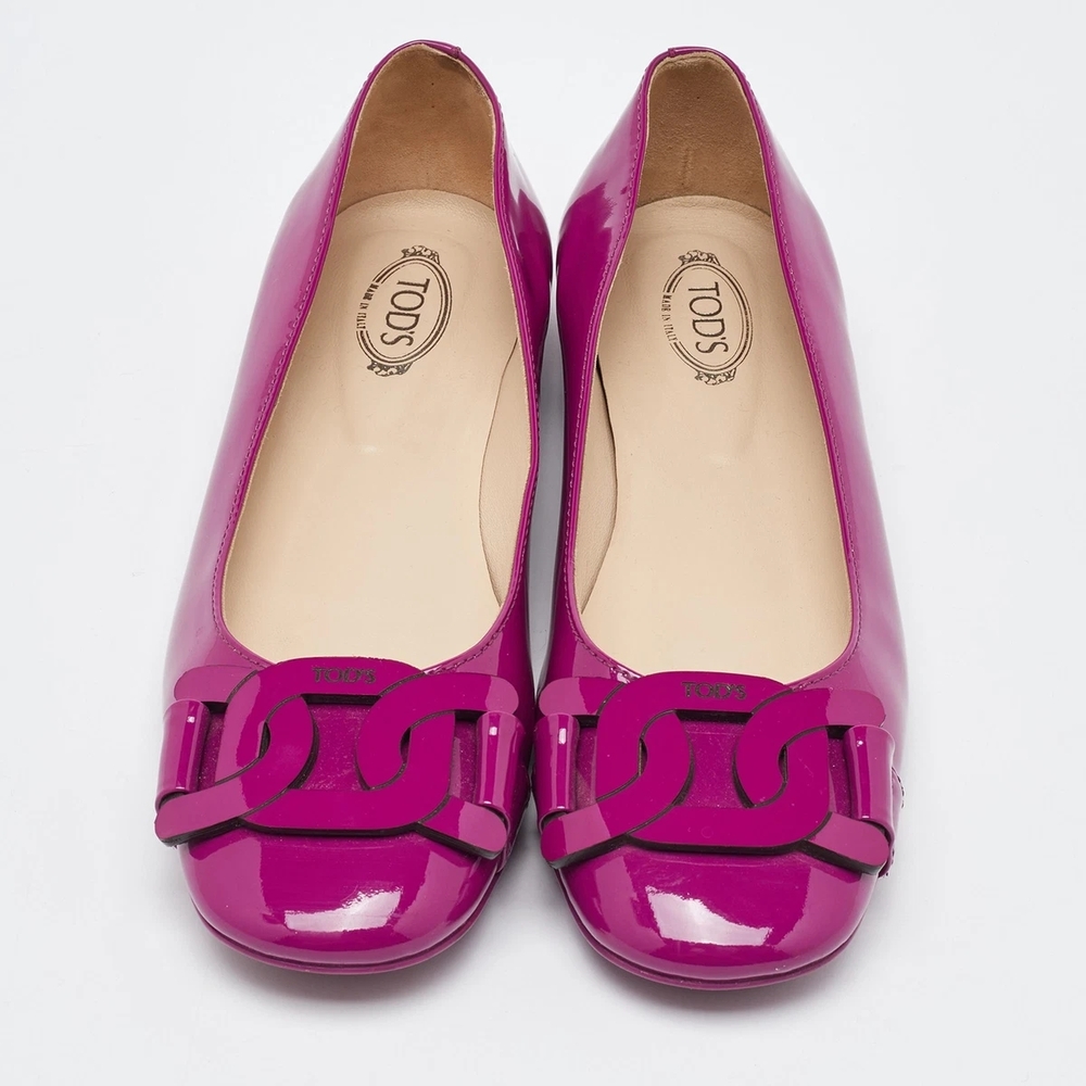 💎Tod's Women's Pink Patent Leather Ballet Flats💎 NEW WITHOUT BOX - Picture 2 of 13